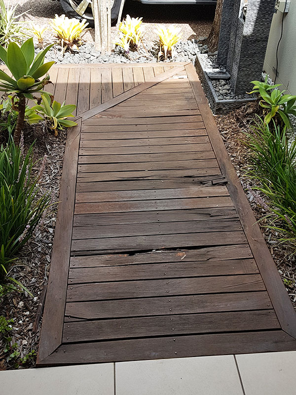 Before Repairing Of Rotten Timber Pathway